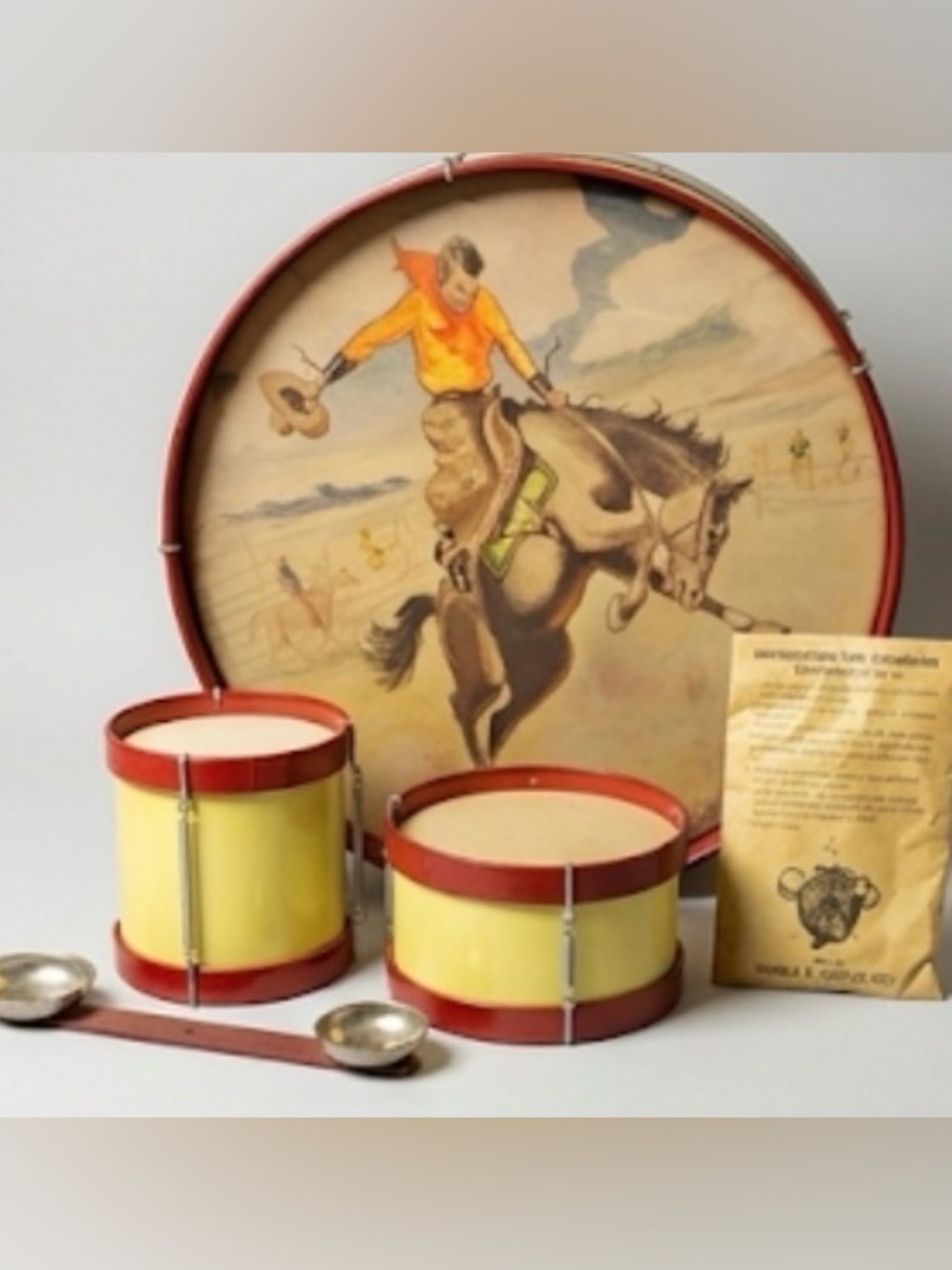 Vtg 1953 Noble & Cooley Cowboy Drum Set NOS Original Box
